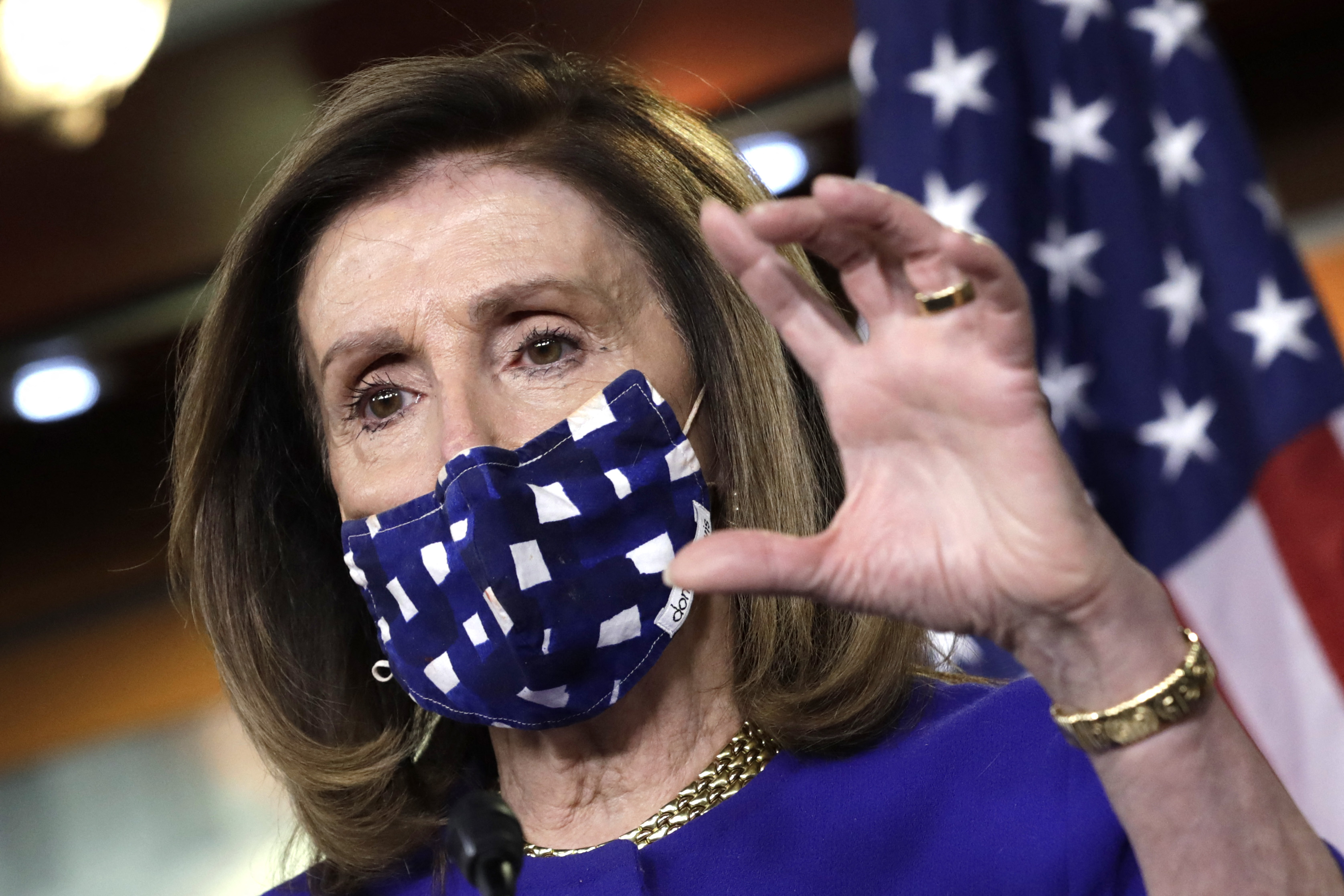 Pelosi Cites Progress, but Warns of Poison Pills in Stimulus Deal