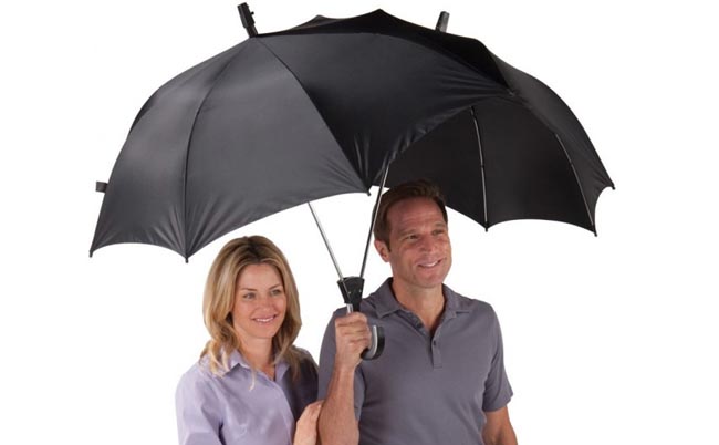 The problem: It’s hard to share an umbrella.