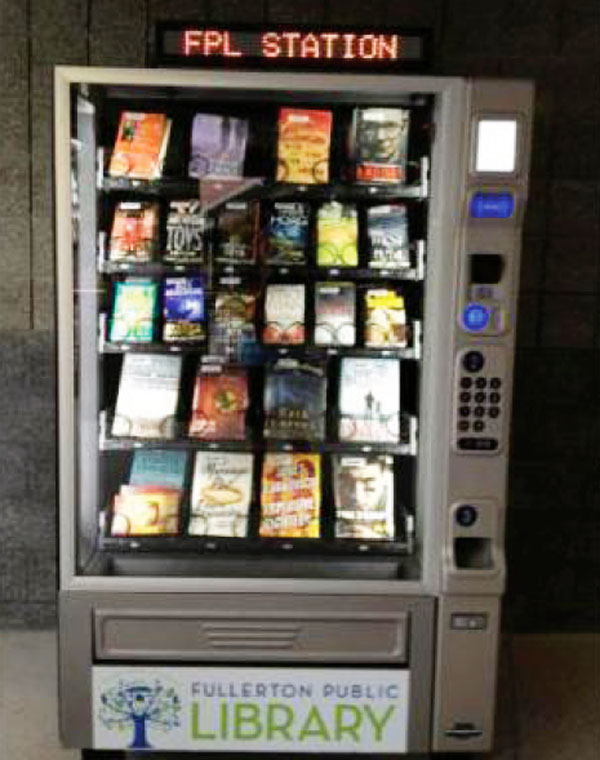 <p>The Fullerton Public Library in California used a federal grant to outfit a nearby commuter train station with a vending-machine-style lending library. An average of 3,000 commuters travel through the transportation hub, "meaning that for the cost of